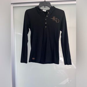 Harley Davidson Women’s Black Thermal Hoodie 110 Anniversary Small